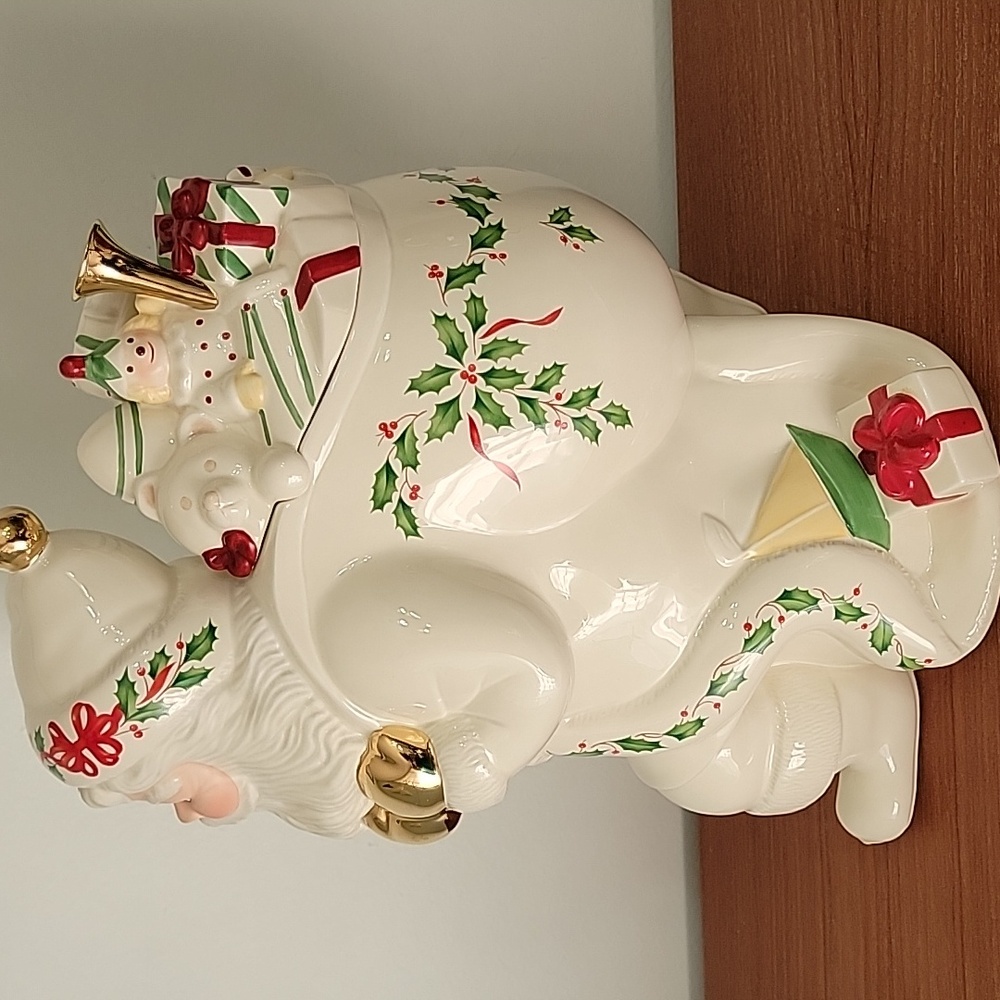 Vintage 1999 Lenox Holiday Collection Santa Skates Cookie Jar - Picture 3 of 13